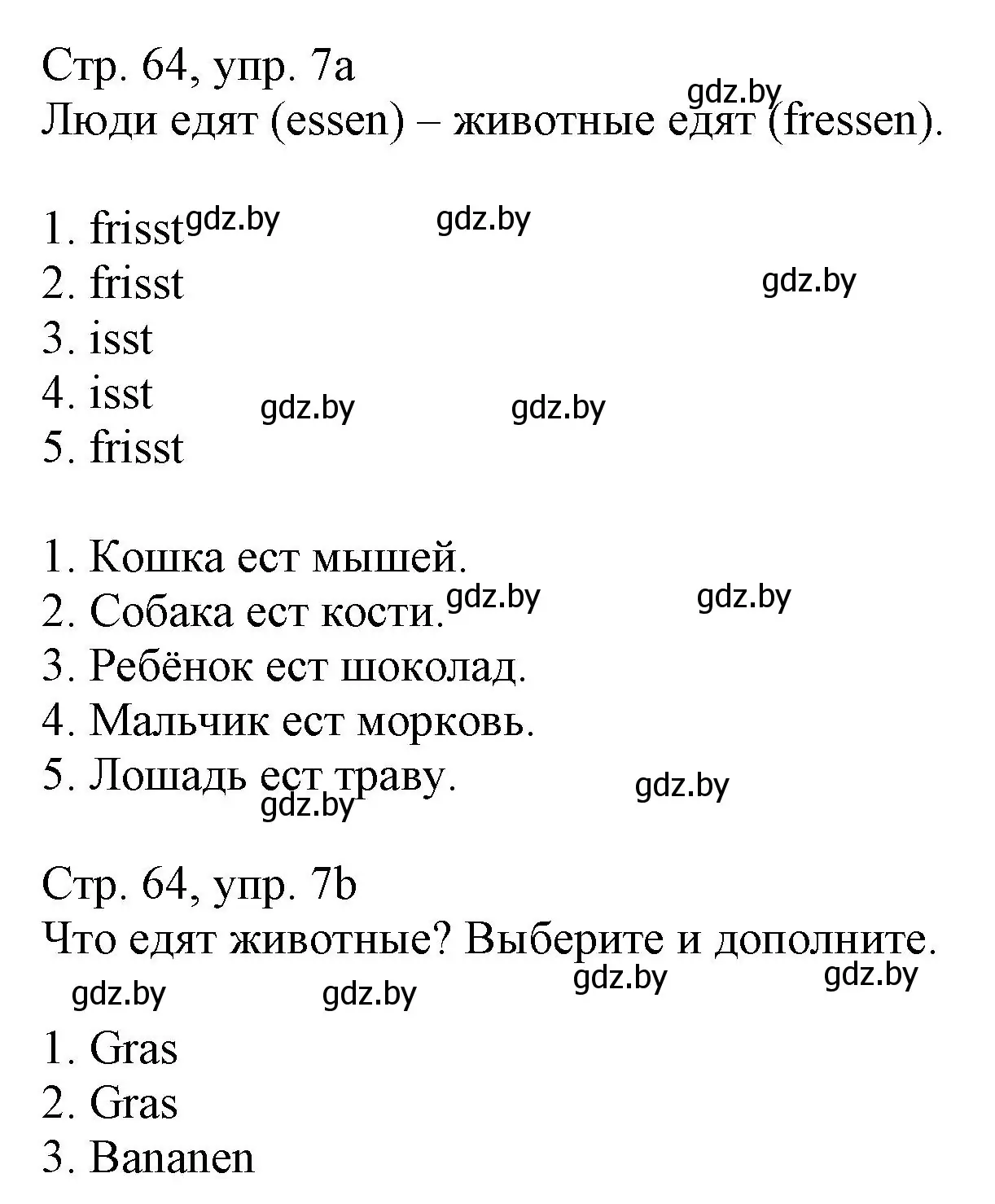 Решение номер 7 (страница 64) гдз по немецкому языку 3 класс Будько, Урбанович, учебник 2 часть