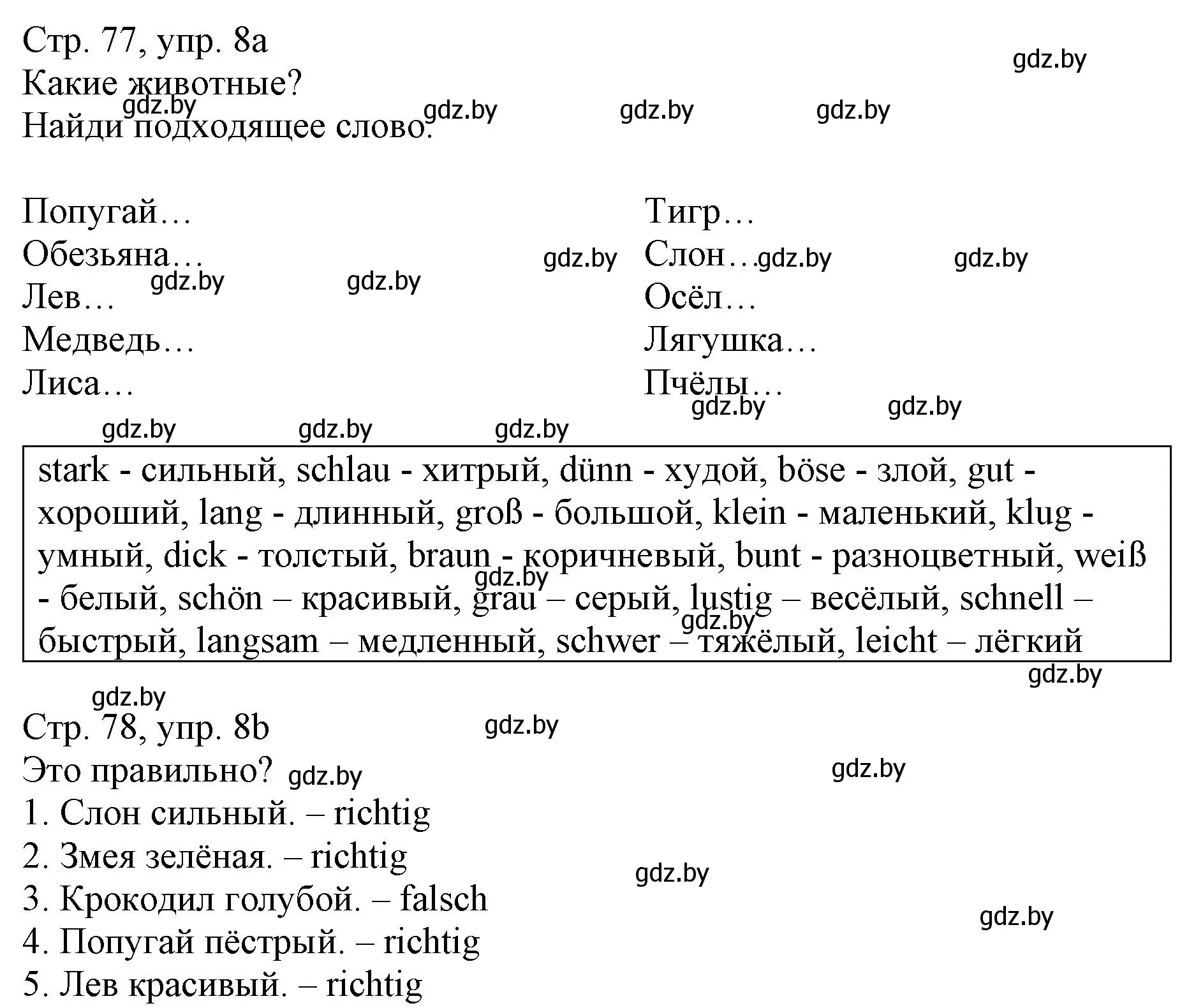 Решение номер 8 (страница 77) гдз по немецкому языку 3 класс Будько, Урбанович, учебник 2 часть