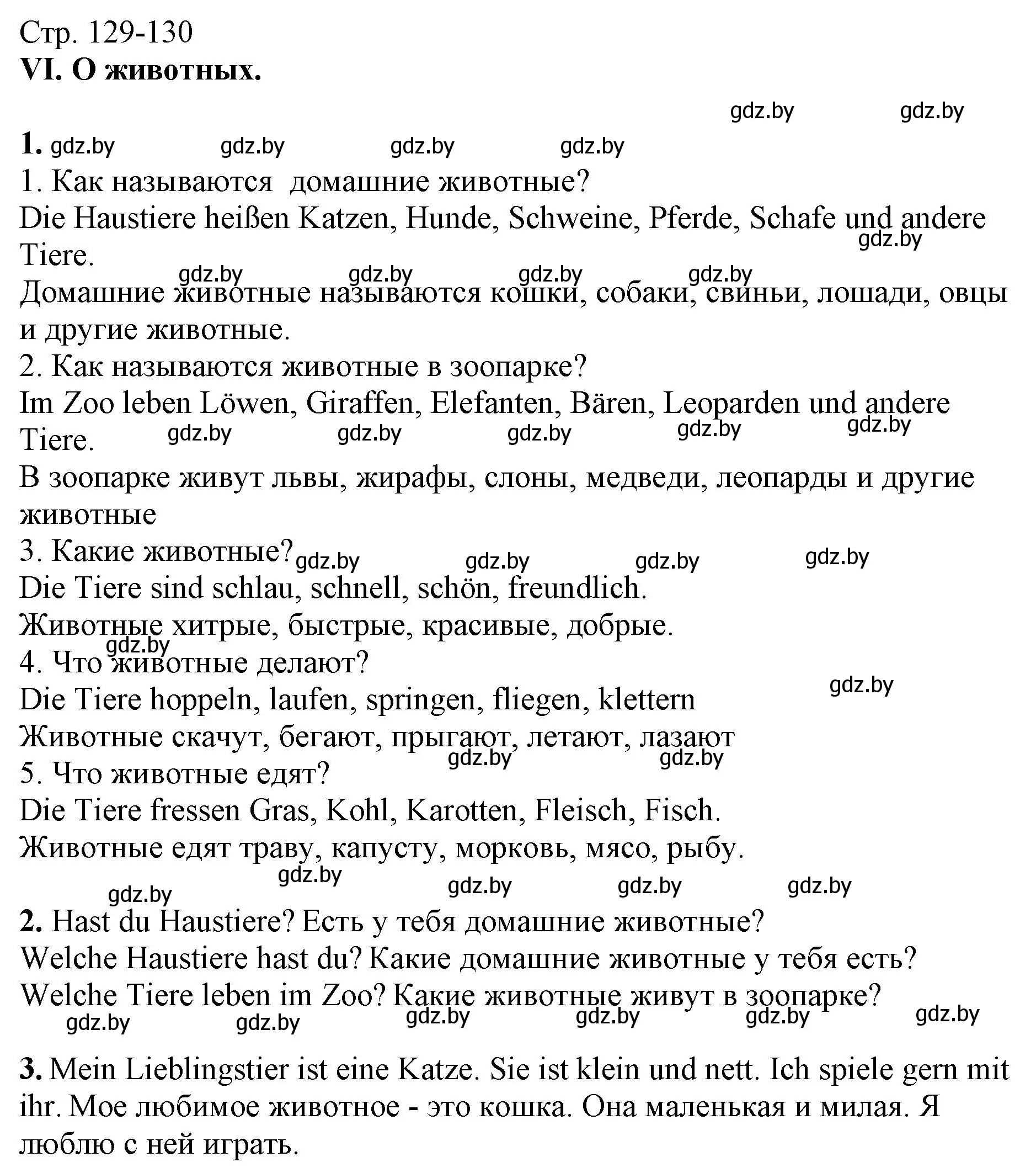 Решение  вопросы VI (страница 129) гдз по немецкому языку 3 класс Будько, Урбанович, учебник 2 часть