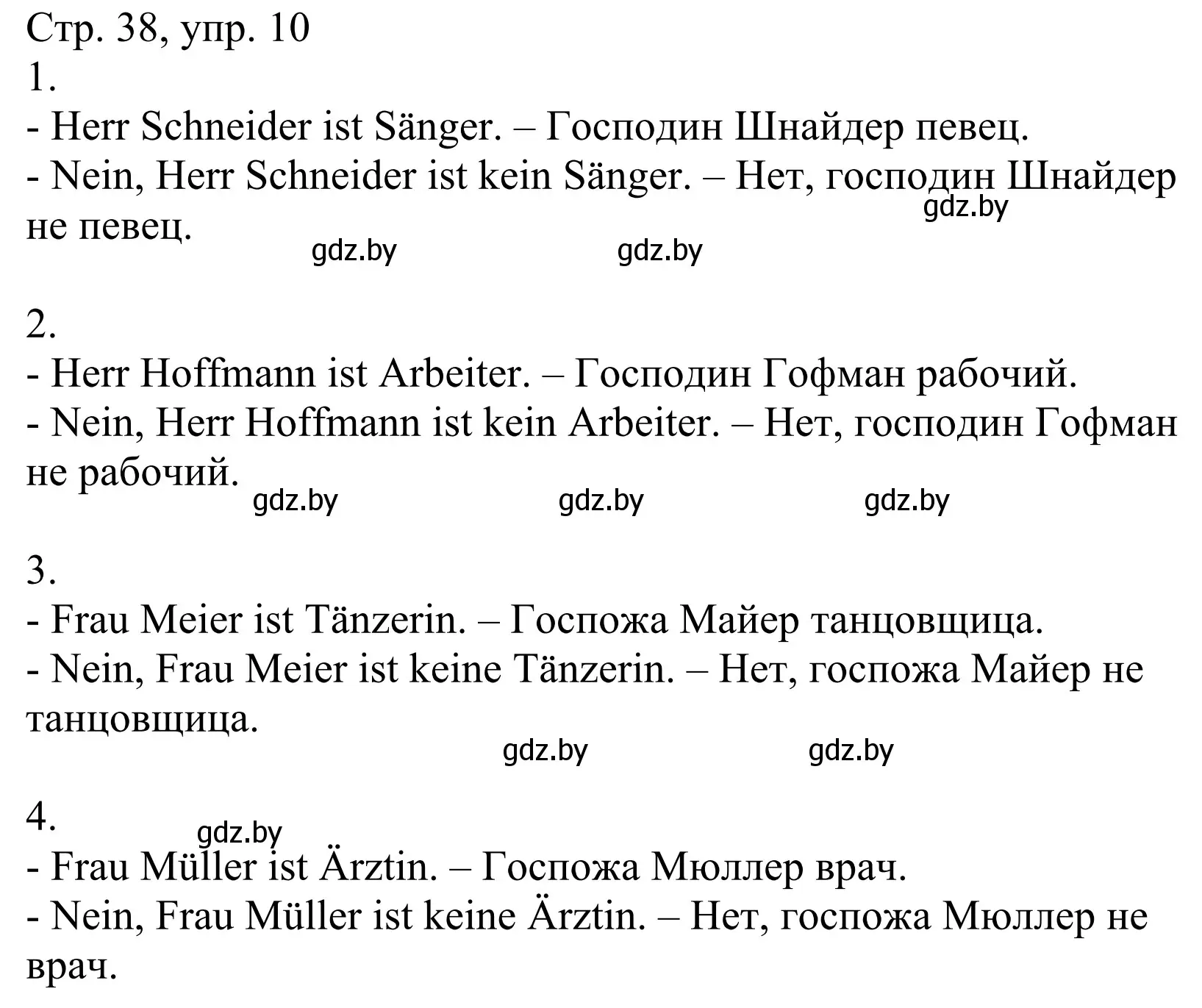 Решение номер 10 (страница 38) гдз по немецкому языку 4 класс Будько, Урбанович, рабочая тетрадь