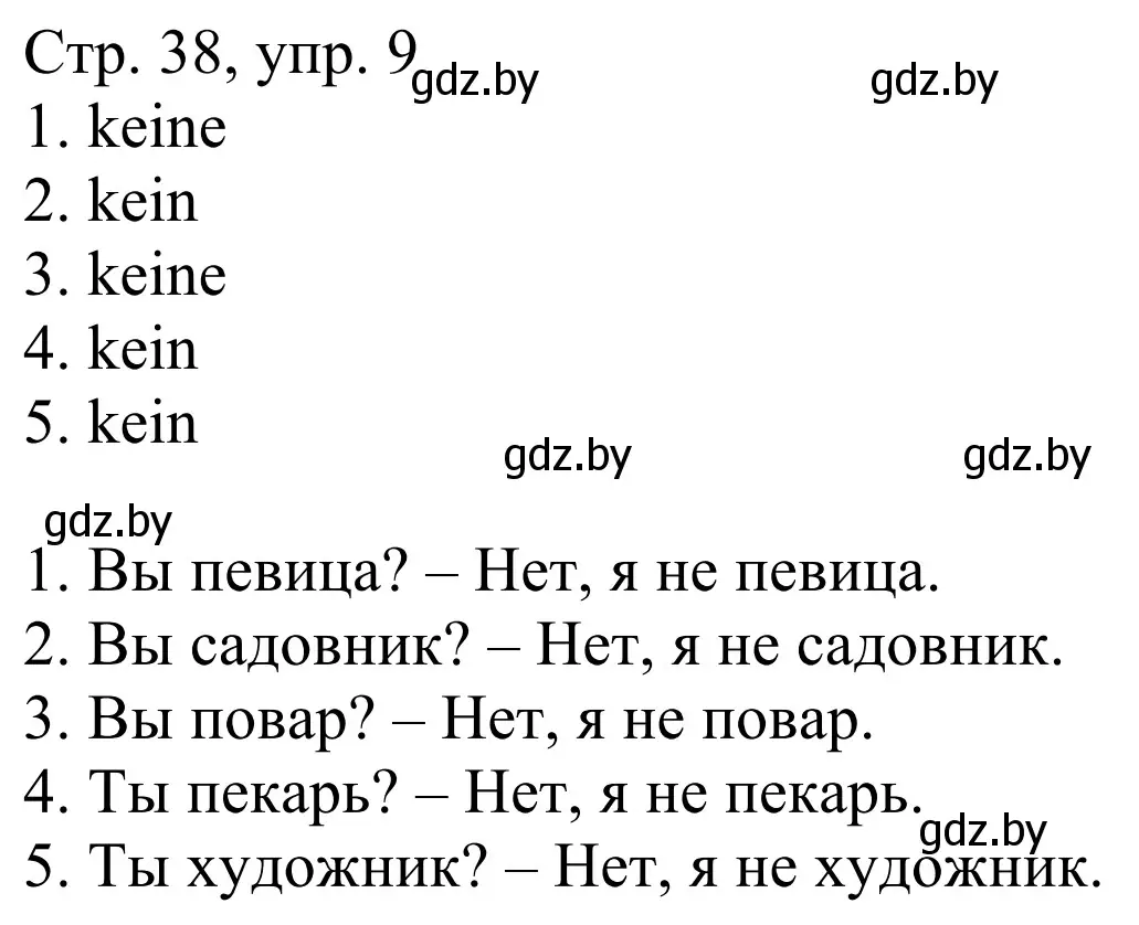 Решение номер 9 (страница 38) гдз по немецкому языку 4 класс Будько, Урбанович, рабочая тетрадь