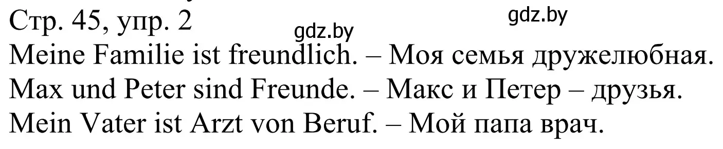 Решение номер 2 (страница 45) гдз по немецкому языку 4 класс Будько, Урбанович, рабочая тетрадь