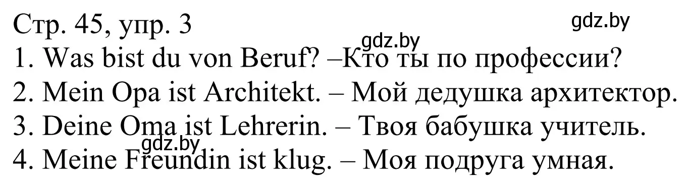 Решение номер 3 (страница 45) гдз по немецкому языку 4 класс Будько, Урбанович, рабочая тетрадь