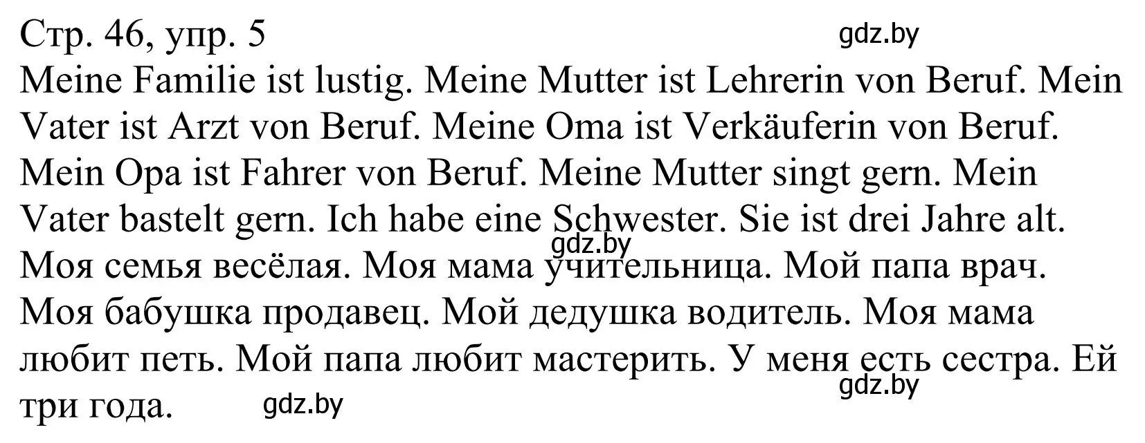 Решение номер 5 (страница 46) гдз по немецкому языку 4 класс Будько, Урбанович, рабочая тетрадь