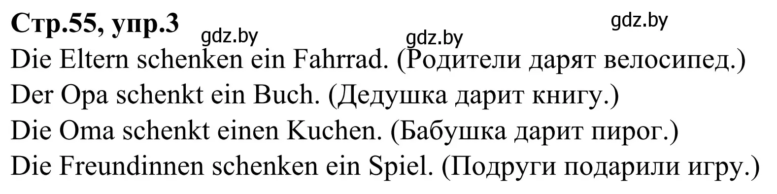 Решение номер 3 (страница 55) гдз по немецкому языку 4 класс Будько, Урбанович, рабочая тетрадь