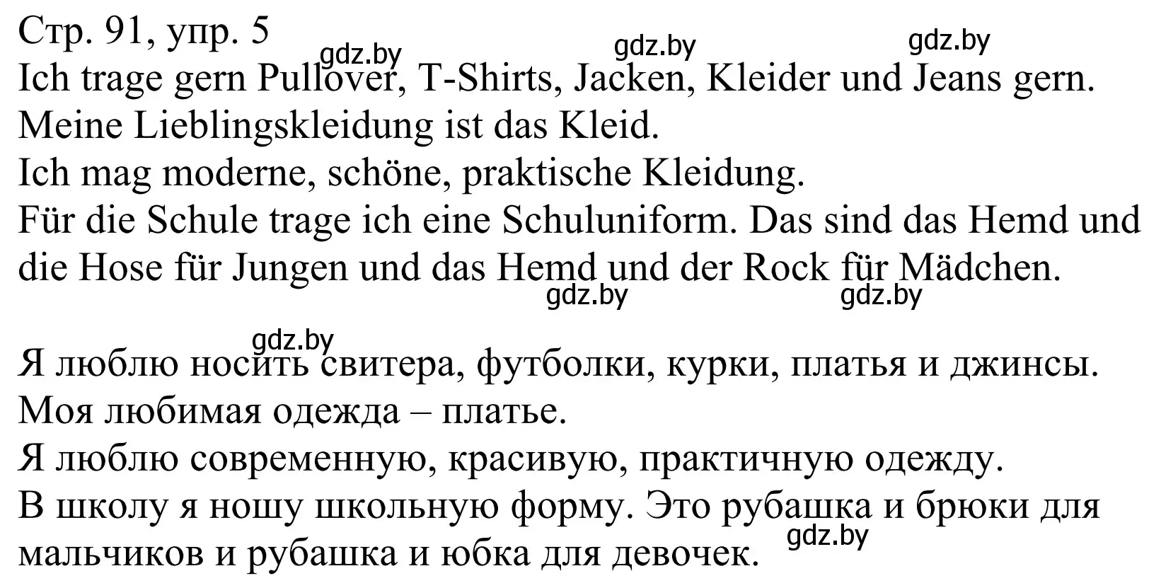 Решение номер 5 (страница 91) гдз по немецкому языку 4 класс Будько, Урбанович, рабочая тетрадь