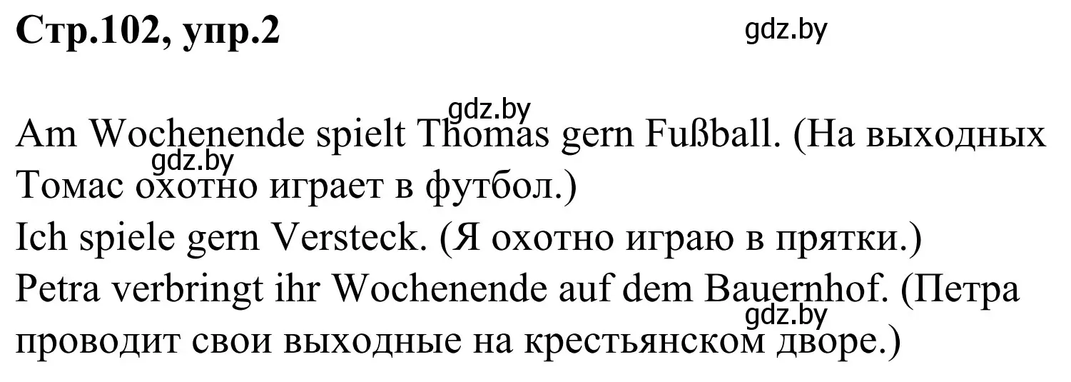 Решение номер 2 (страница 102) гдз по немецкому языку 4 класс Будько, Урбанович, рабочая тетрадь