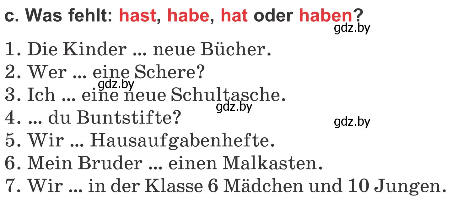 Условие номер 7c (страница 9) гдз по немецкому языку 4 класс Будько, Урбанович, учебник 1 часть