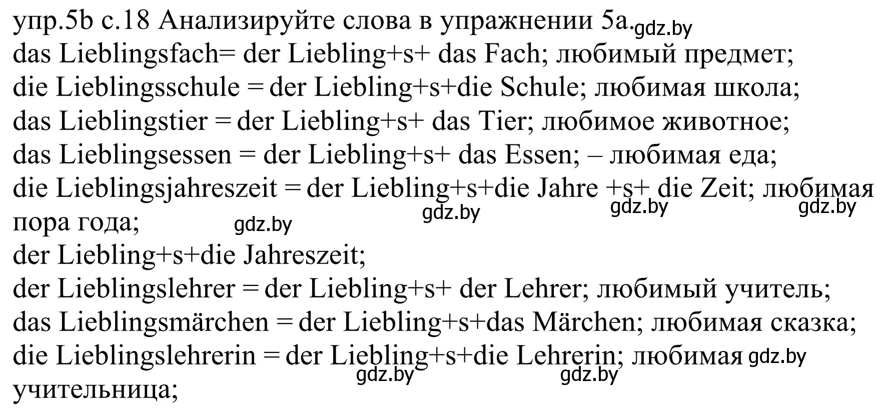 Решение номер 5b (страница 18) гдз по немецкому языку 4 класс Будько, Урбанович, учебник 1 часть