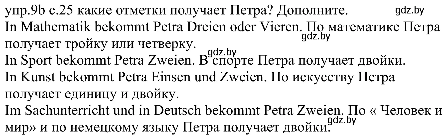 Решение номер 9b (страница 25) гдз по немецкому языку 4 класс Будько, Урбанович, учебник 1 часть