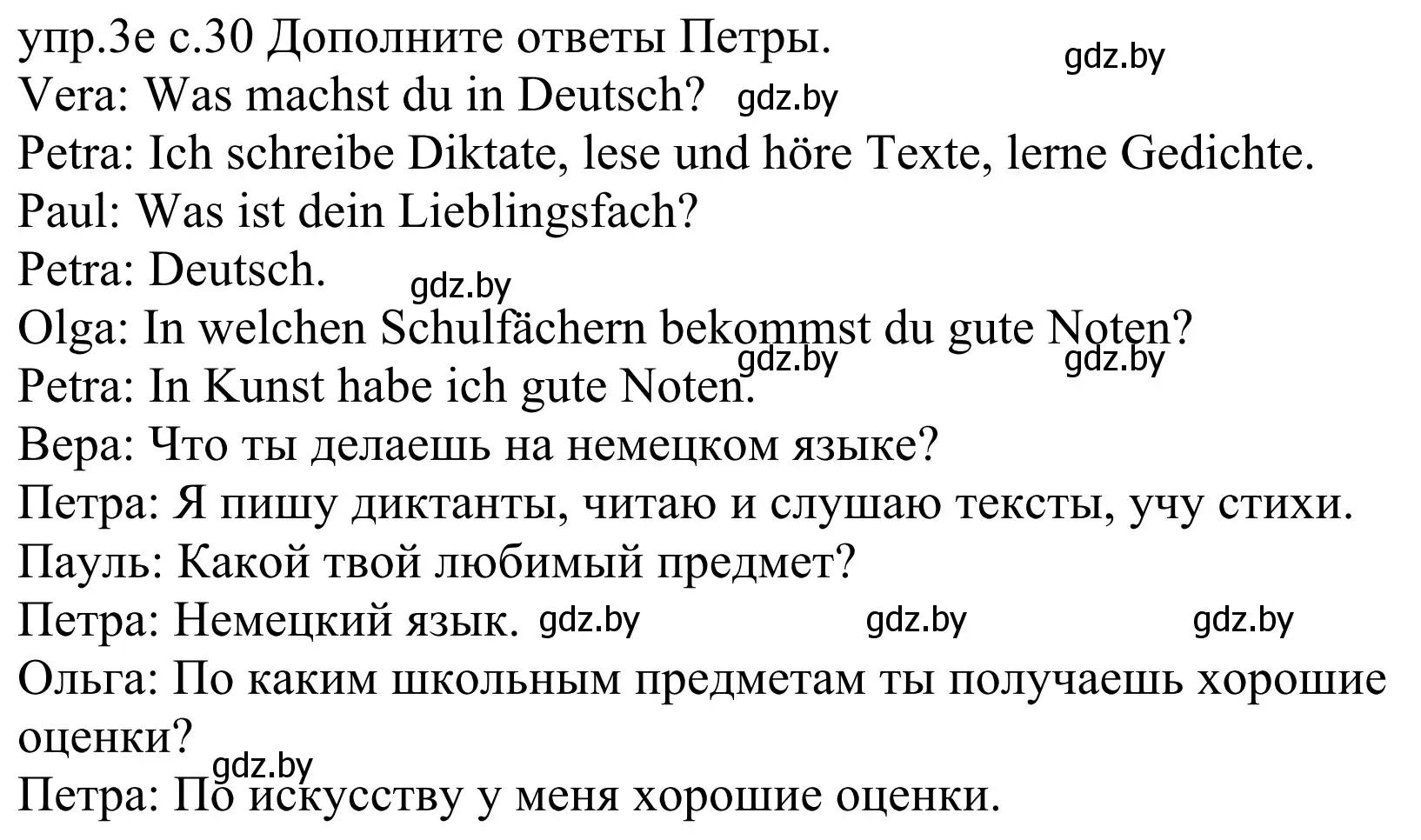 Решение номер 3e (страница 30) гдз по немецкому языку 4 класс Будько, Урбанович, учебник 1 часть