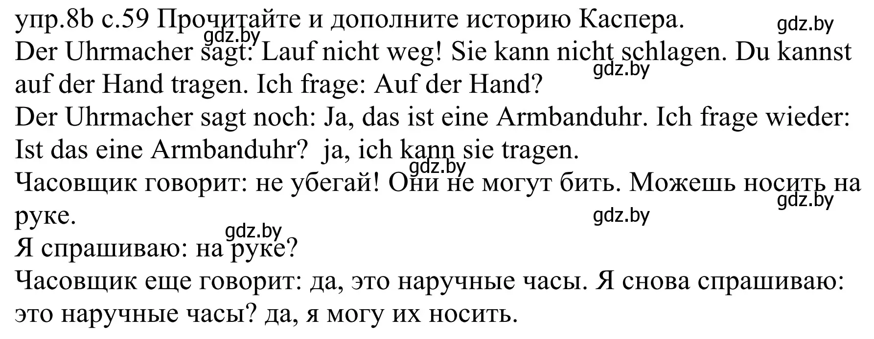 Решение номер 8b (страница 59) гдз по немецкому языку 4 класс Будько, Урбанович, учебник 1 часть
