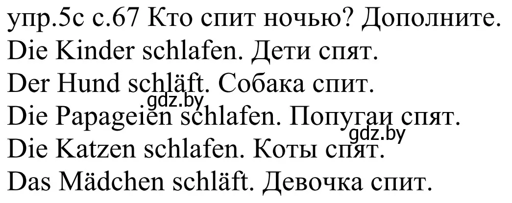 Решение номер 5c (страница 67) гдз по немецкому языку 4 класс Будько, Урбанович, учебник 1 часть