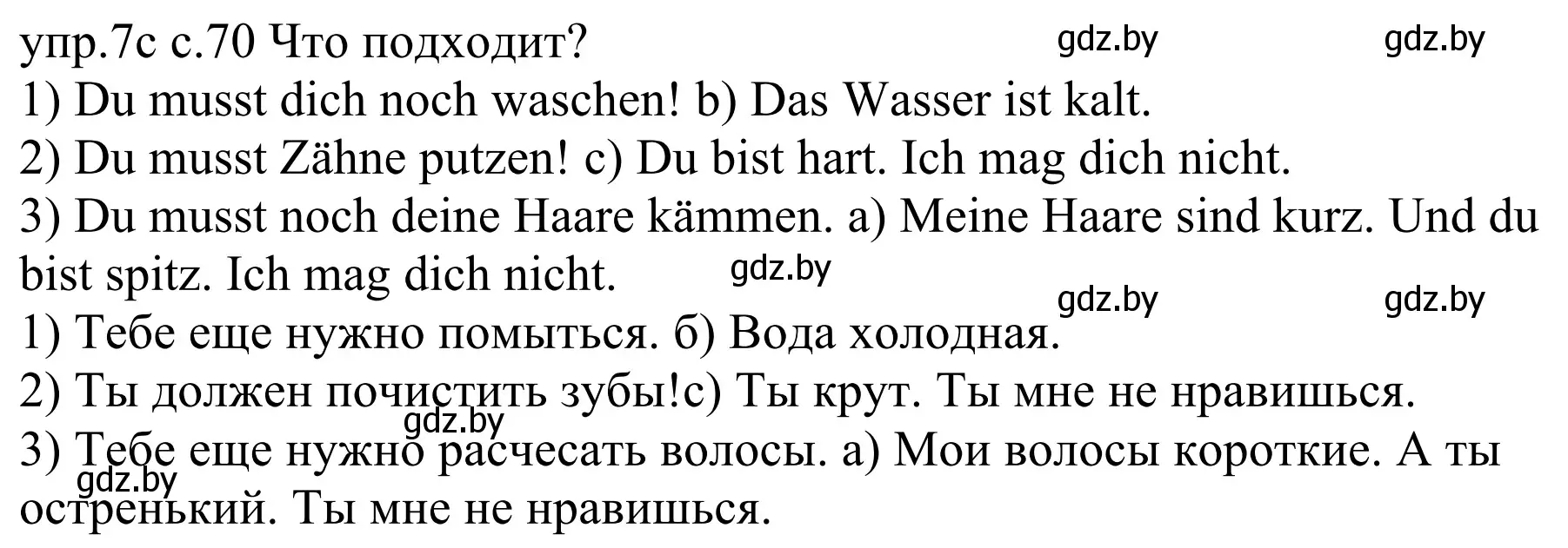 Решение номер 7c (страница 70) гдз по немецкому языку 4 класс Будько, Урбанович, учебник 1 часть