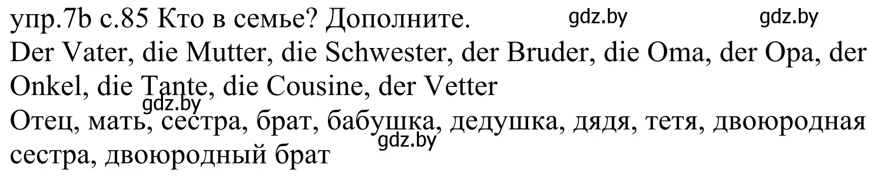 Решение номер 7b (страница 85) гдз по немецкому языку 4 класс Будько, Урбанович, учебник 1 часть