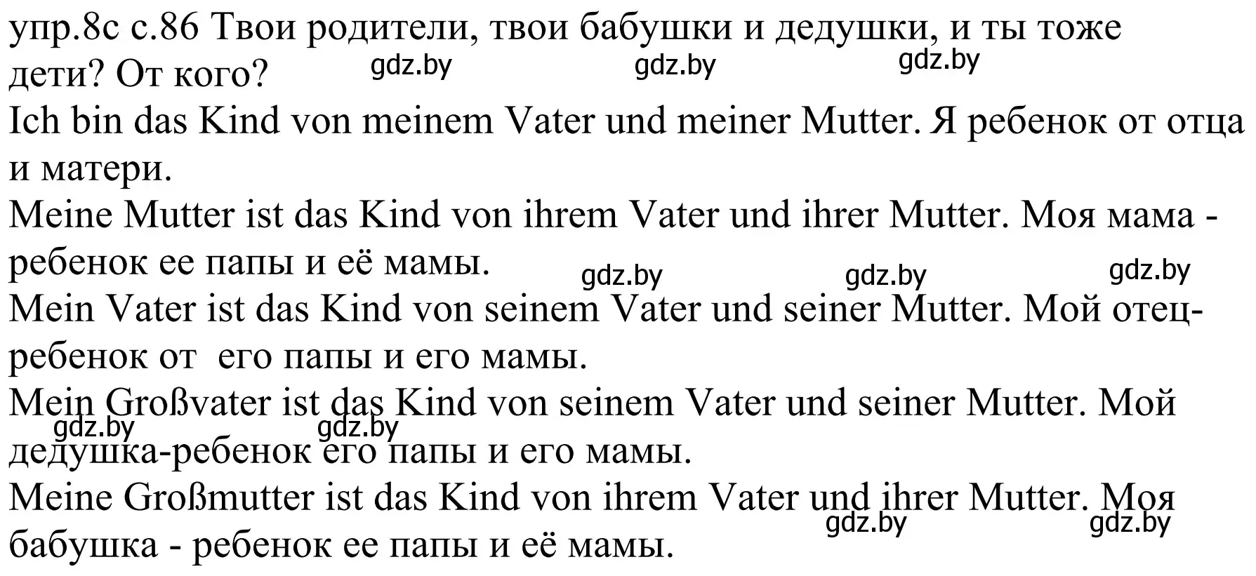 Решение номер 8c (страница 86) гдз по немецкому языку 4 класс Будько, Урбанович, учебник 1 часть