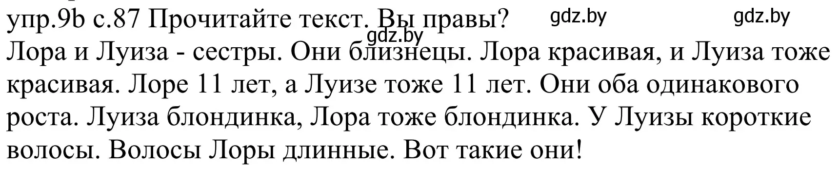 Решение номер 9b (страница 87) гдз по немецкому языку 4 класс Будько, Урбанович, учебник 1 часть