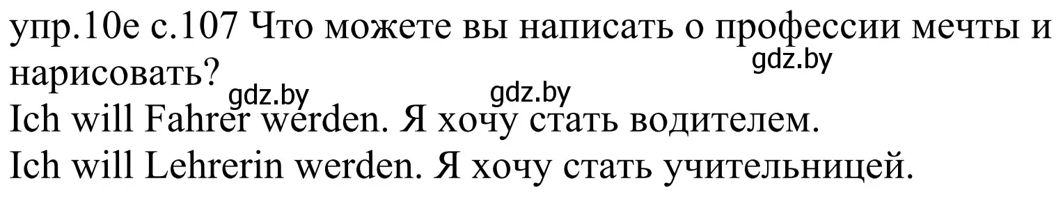 Решение номер 10e (страница 107) гдз по немецкому языку 4 класс Будько, Урбанович, учебник 1 часть