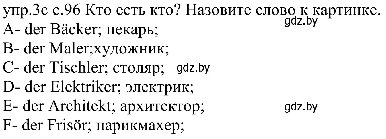Решение номер 3c (страница 96) гдз по немецкому языку 4 класс Будько, Урбанович, учебник 1 часть