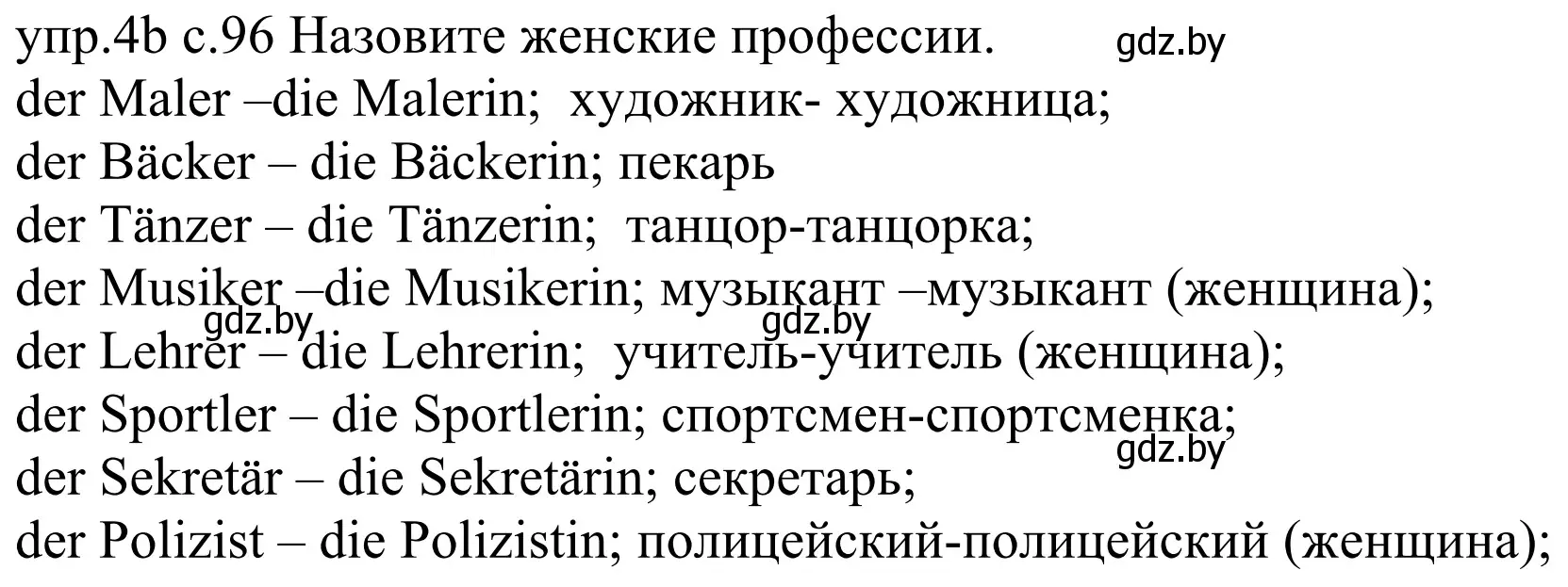 Решение номер 4b (страница 96) гдз по немецкому языку 4 класс Будько, Урбанович, учебник 1 часть