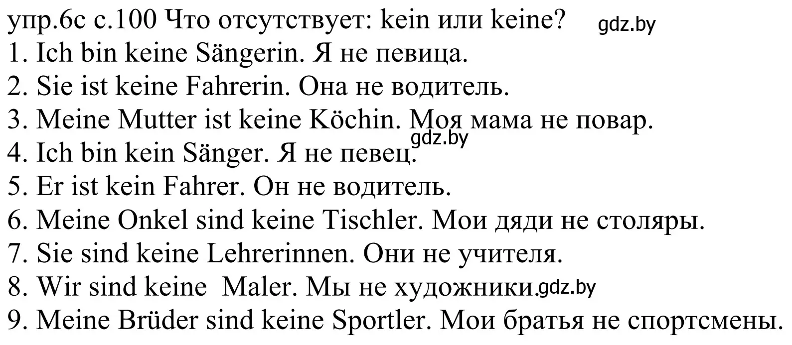 Решение номер 6c (страница 100) гдз по немецкому языку 4 класс Будько, Урбанович, учебник 1 часть