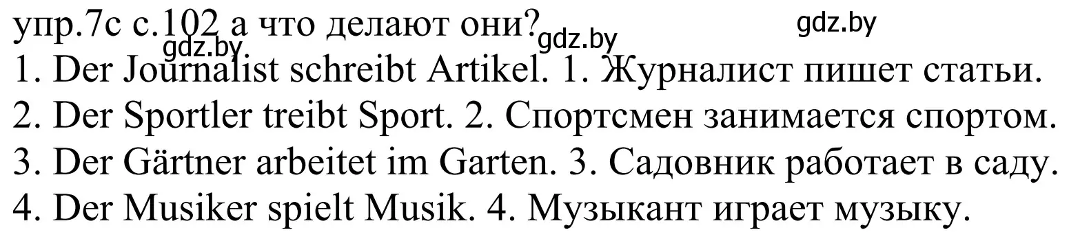 Решение номер 7c (страница 102) гдз по немецкому языку 4 класс Будько, Урбанович, учебник 1 часть