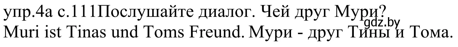 Решение номер 4a (страница 111) гдз по немецкому языку 4 класс Будько, Урбанович, учебник 1 часть