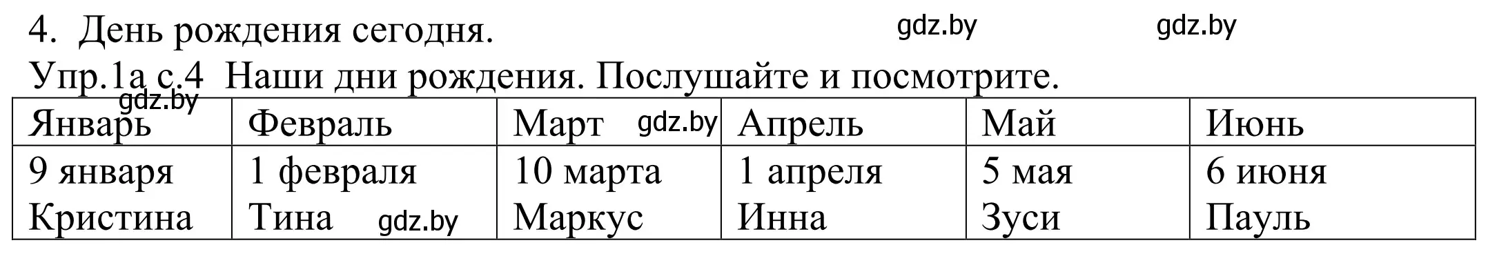 Решение номер 1a (страница 4) гдз по немецкому языку 4 класс Будько, Урбанович, учебник 2 часть