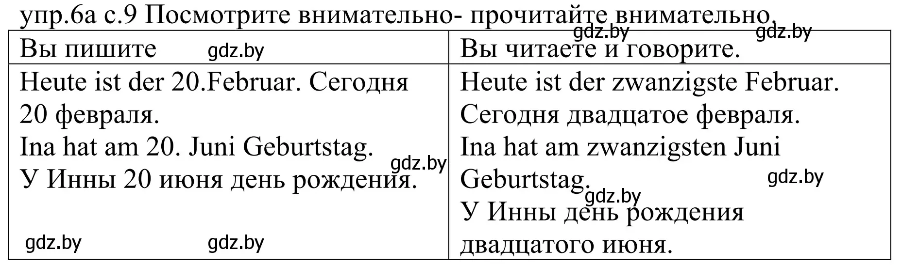 Решение номер 6a (страница 9) гдз по немецкому языку 4 класс Будько, Урбанович, учебник 2 часть