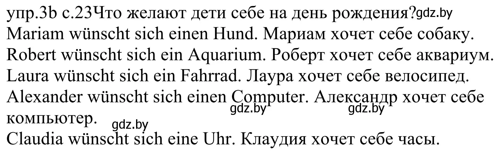 Решение номер 3b (страница 23) гдз по немецкому языку 4 класс Будько, Урбанович, учебник 2 часть
