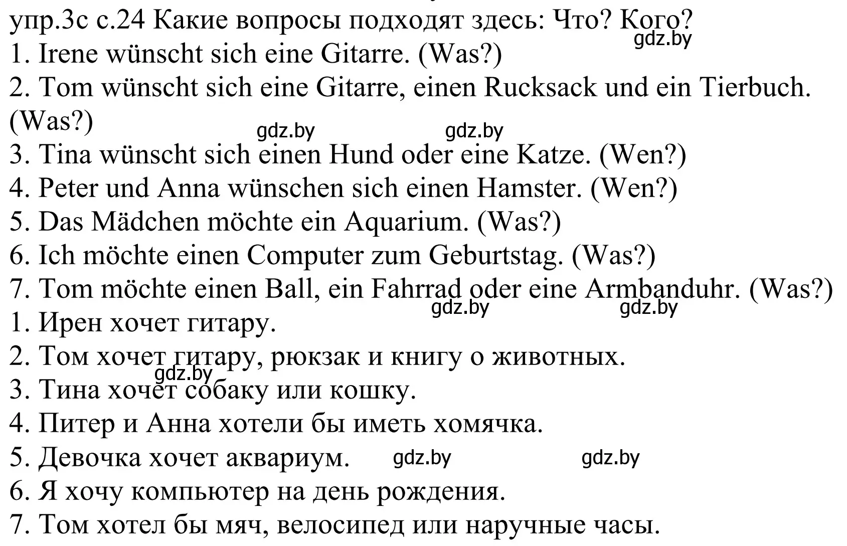 Решение номер 3c (страница 24) гдз по немецкому языку 4 класс Будько, Урбанович, учебник 2 часть