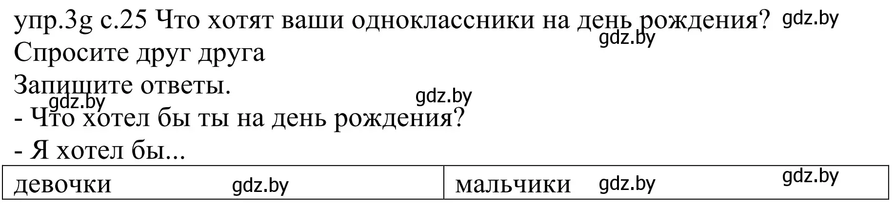 Решение номер 3g (страница 25) гдз по немецкому языку 4 класс Будько, Урбанович, учебник 2 часть