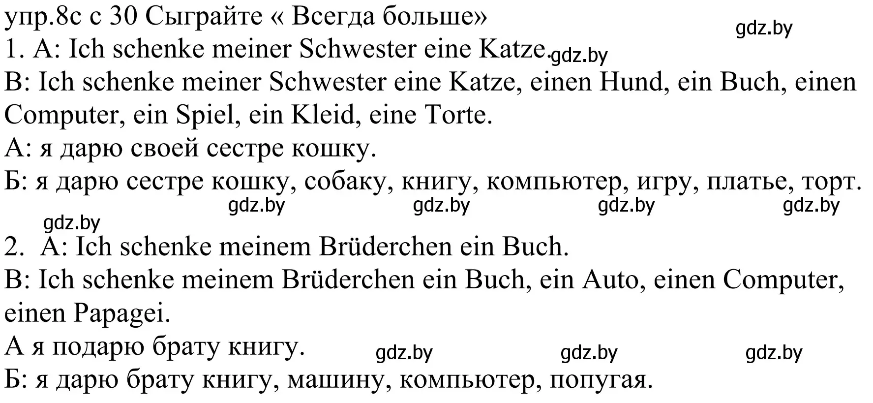 Решение номер 8c (страница 30) гдз по немецкому языку 4 класс Будько, Урбанович, учебник 2 часть
