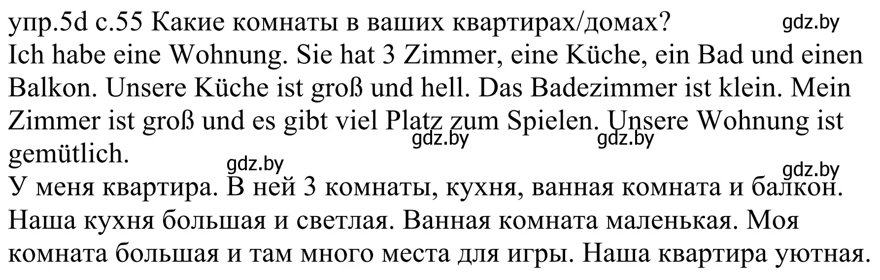 Решение номер 5d (страница 55) гдз по немецкому языку 4 класс Будько, Урбанович, учебник 2 часть