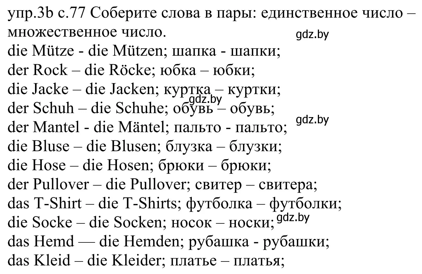 Решение номер 3b (страница 77) гдз по немецкому языку 4 класс Будько, Урбанович, учебник 2 часть
