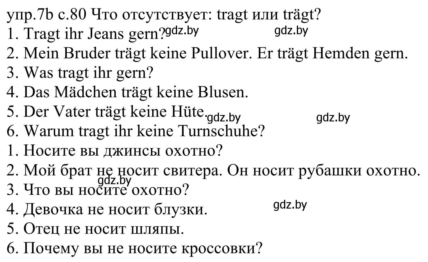 Решение номер 7b (страница 80) гдз по немецкому языку 4 класс Будько, Урбанович, учебник 2 часть