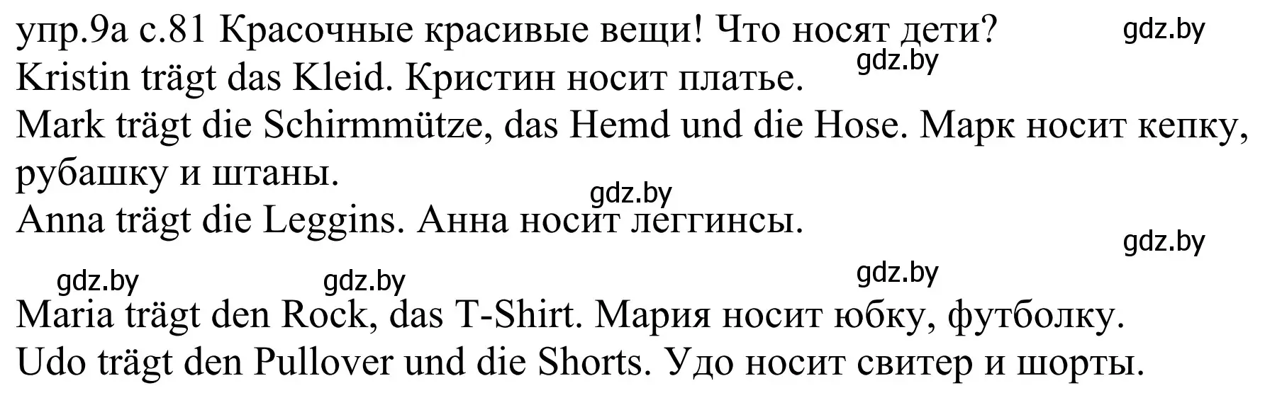 Решение номер 9a (страница 81) гдз по немецкому языку 4 класс Будько, Урбанович, учебник 2 часть