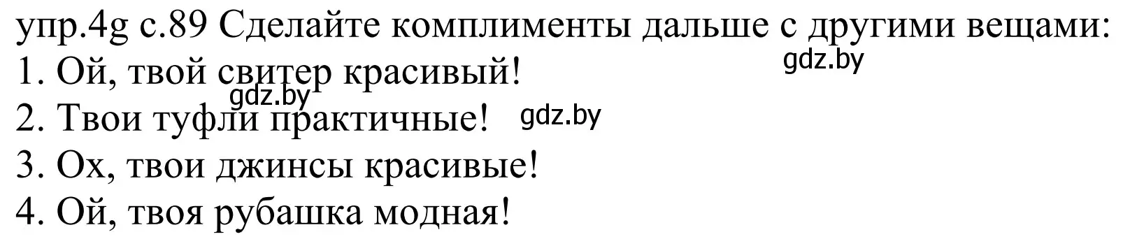 Решение номер 4g (страница 89) гдз по немецкому языку 4 класс Будько, Урбанович, учебник 2 часть