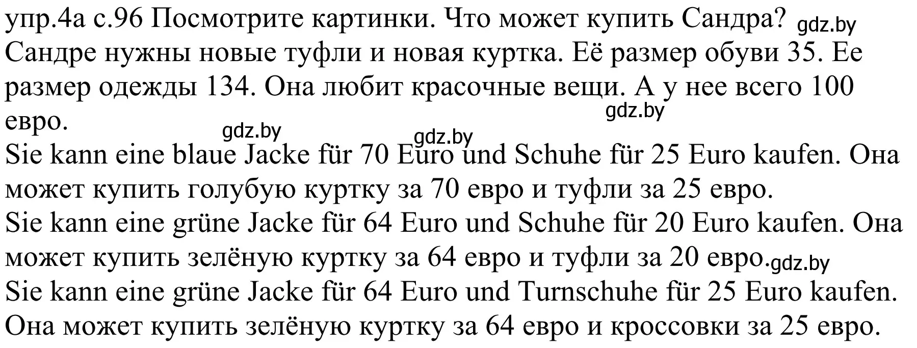 Решение номер 4a (страница 96) гдз по немецкому языку 4 класс Будько, Урбанович, учебник 2 часть