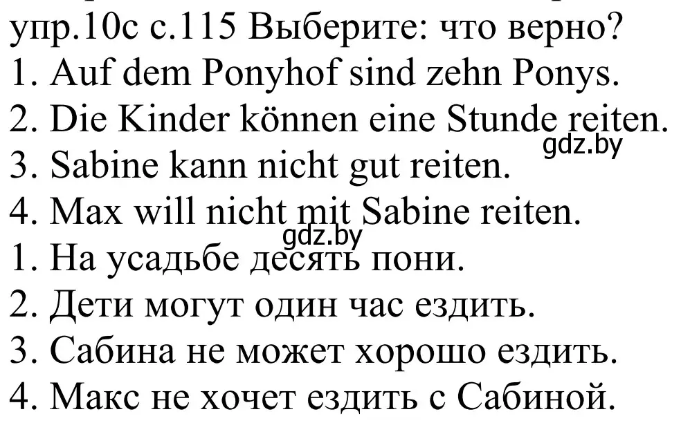 Решение номер 10c (страница 115) гдз по немецкому языку 4 класс Будько, Урбанович, учебник 2 часть