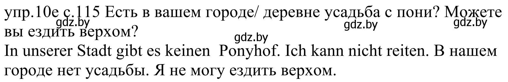 Решение номер 10e (страница 115) гдз по немецкому языку 4 класс Будько, Урбанович, учебник 2 часть