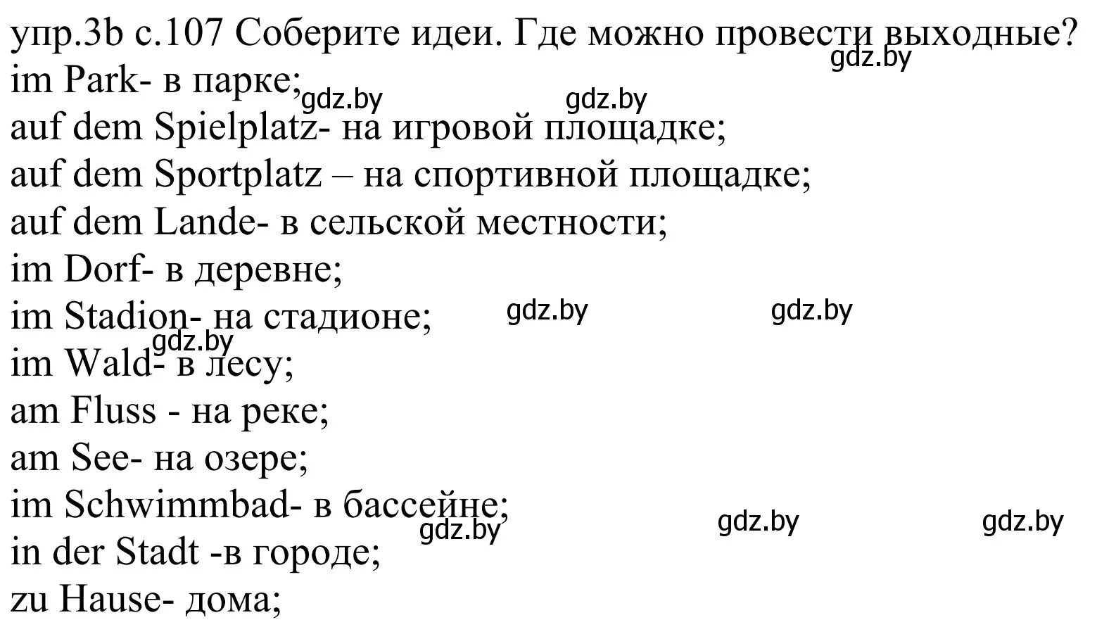 Решение номер 3b (страница 107) гдз по немецкому языку 4 класс Будько, Урбанович, учебник 2 часть