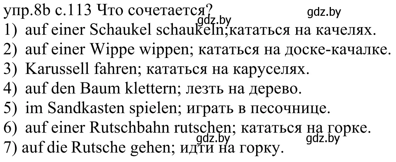 Решение номер 8b (страница 113) гдз по немецкому языку 4 класс Будько, Урбанович, учебник 2 часть