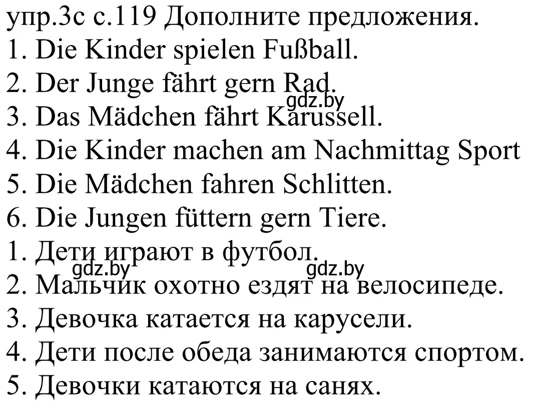 Решение номер 3c (страница 119) гдз по немецкому языку 4 класс Будько, Урбанович, учебник 2 часть