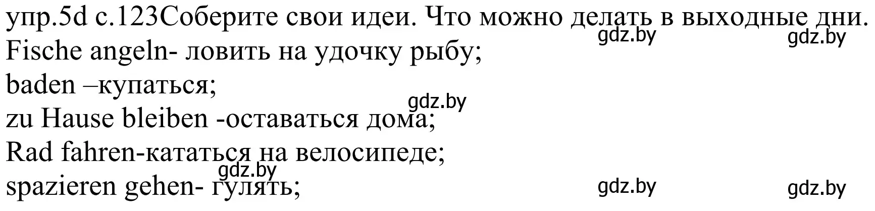 Решение номер 5d (страница 123) гдз по немецкому языку 4 класс Будько, Урбанович, учебник 2 часть
