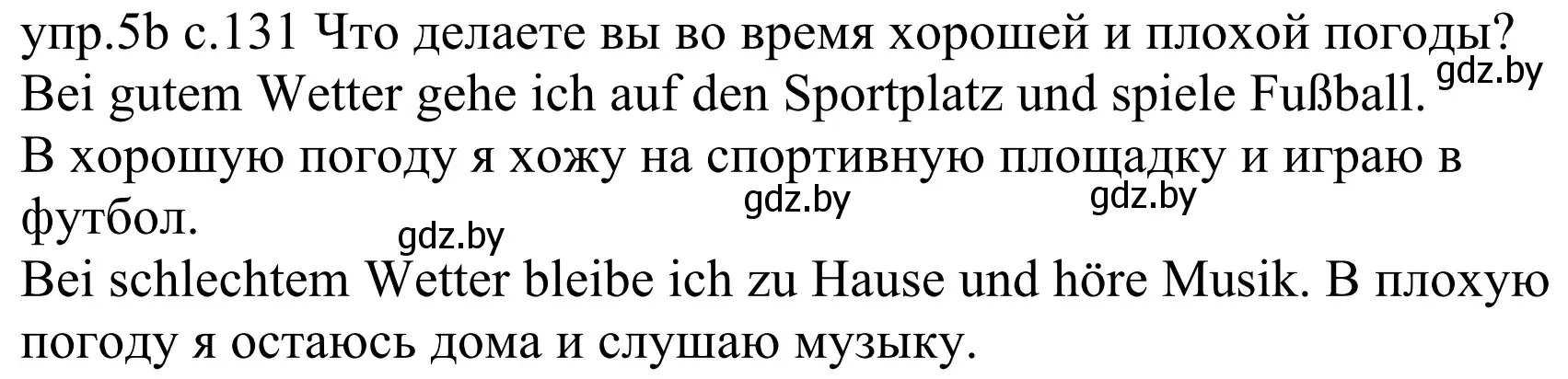 Решение номер 5b (страница 131) гдз по немецкому языку 4 класс Будько, Урбанович, учебник 2 часть
