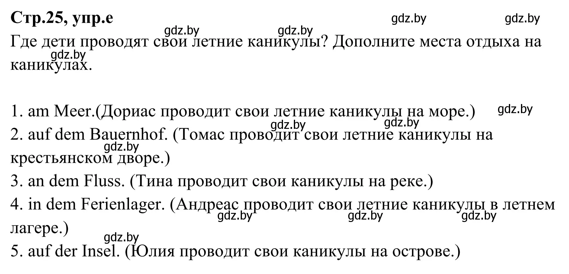 Решение номер 3e (страница 25) гдз по немецкому языку 5 класс Будько, Урбанович, учебник 1 часть