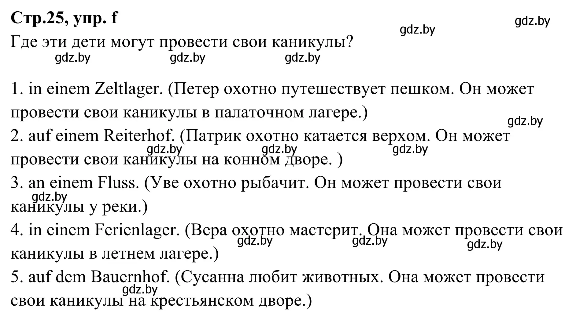 Решение номер 3f (страница 25) гдз по немецкому языку 5 класс Будько, Урбанович, учебник 1 часть