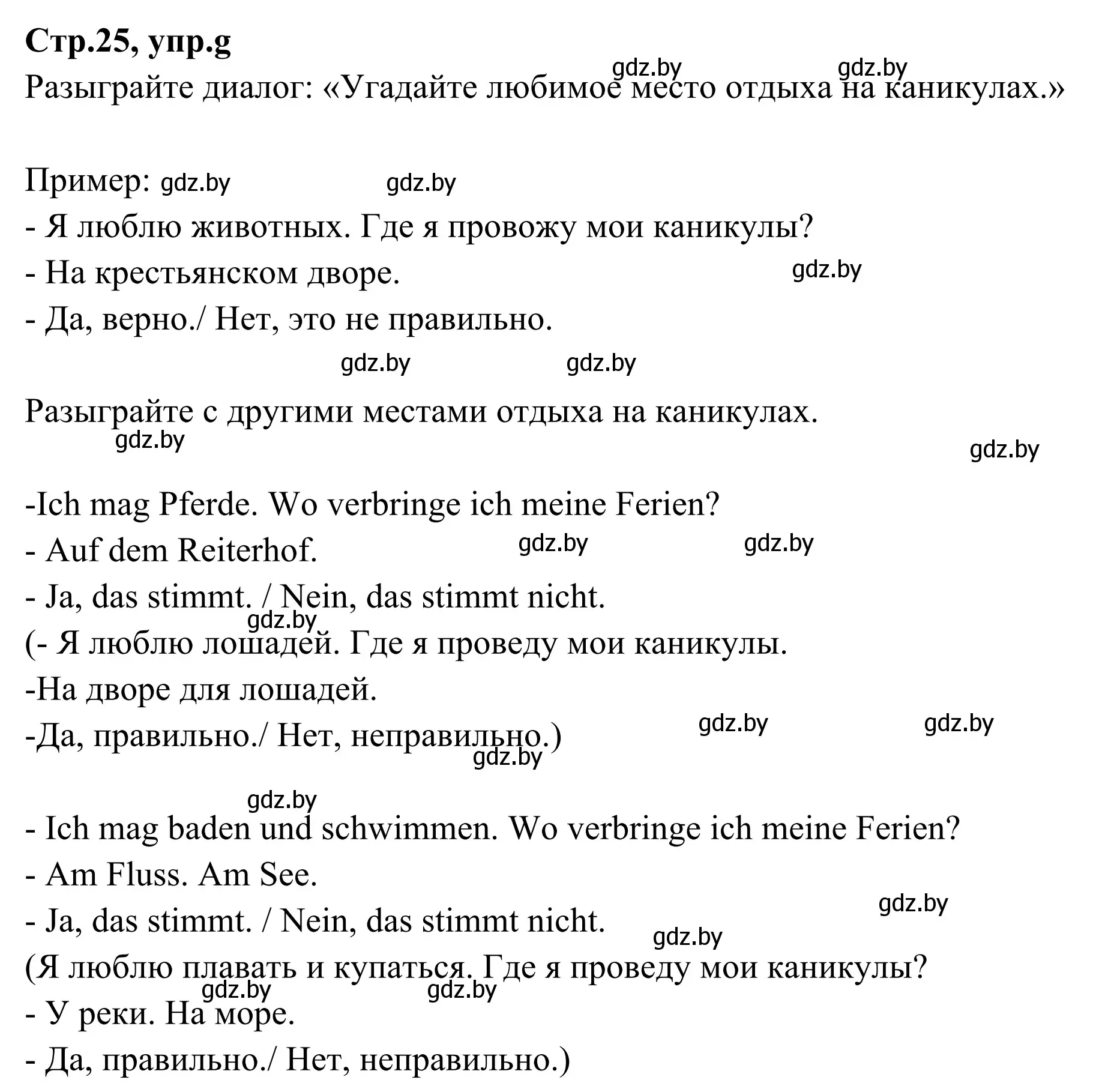 Решение номер 3g (страница 25) гдз по немецкому языку 5 класс Будько, Урбанович, учебник 1 часть