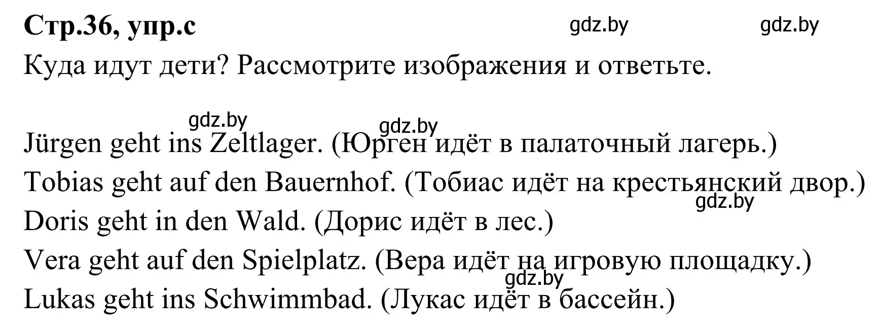 Решение номер 3c (страница 36) гдз по немецкому языку 5 класс Будько, Урбанович, учебник 1 часть